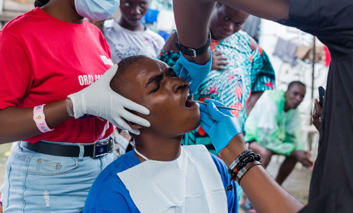 Dentist treating a patient